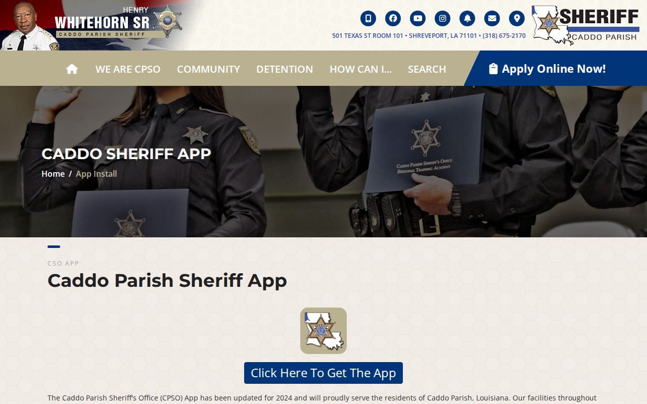 Caddo Parish sheriff app current inmate photo channel for mugshot discovery