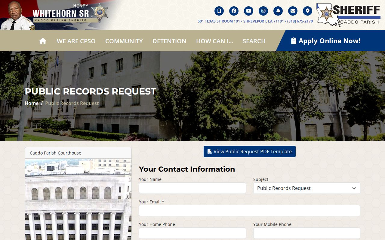 Caddo Parish release records request form